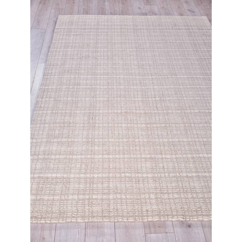 Exquisite Rugs Alpine Handmade Handloomed New Zealand Wool Light Beige/Ivory Area Rug