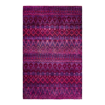 Contemporary Overdyed Wool Hand Knotted Area Rug - 6' 0" x 9' 4"