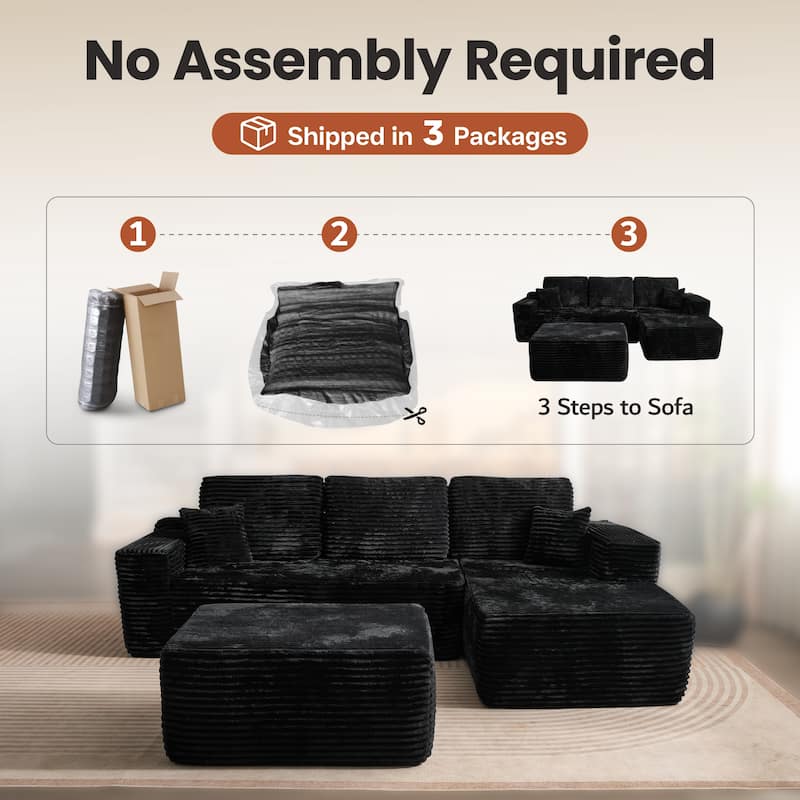 ​​OVIOS Lazy Chaise Lounge Sofa with Ottoman​