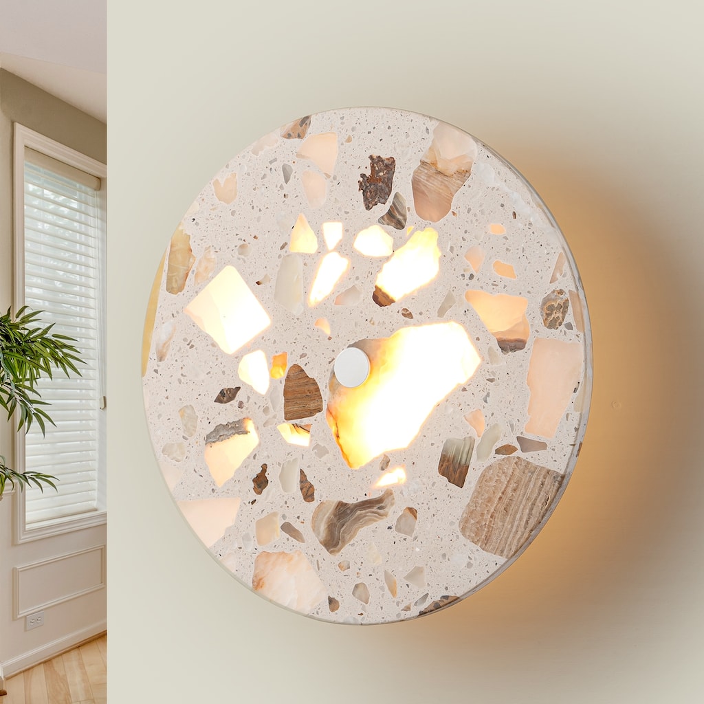 Terrazzo LED Wall Light with Multicolor Marble Pattern Fixture