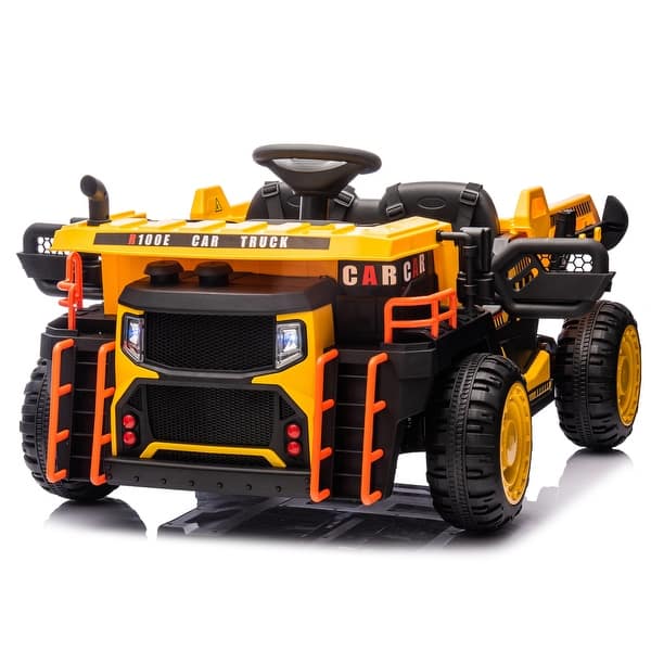 slide 2 of 60, 24V Two-Seater Kids Ride On Electric Car with Remote Control Electric Dump and Multimedia Functions Yellow