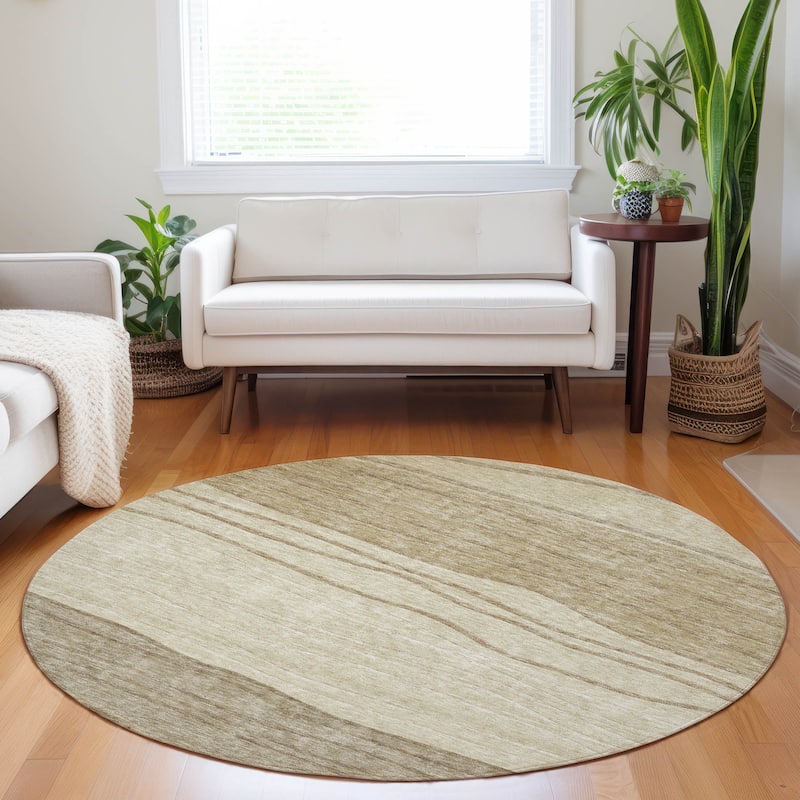 Premium Washable Super Soft Modern Ombre Mayfield Rug - Beige - 8' x 8' - Round