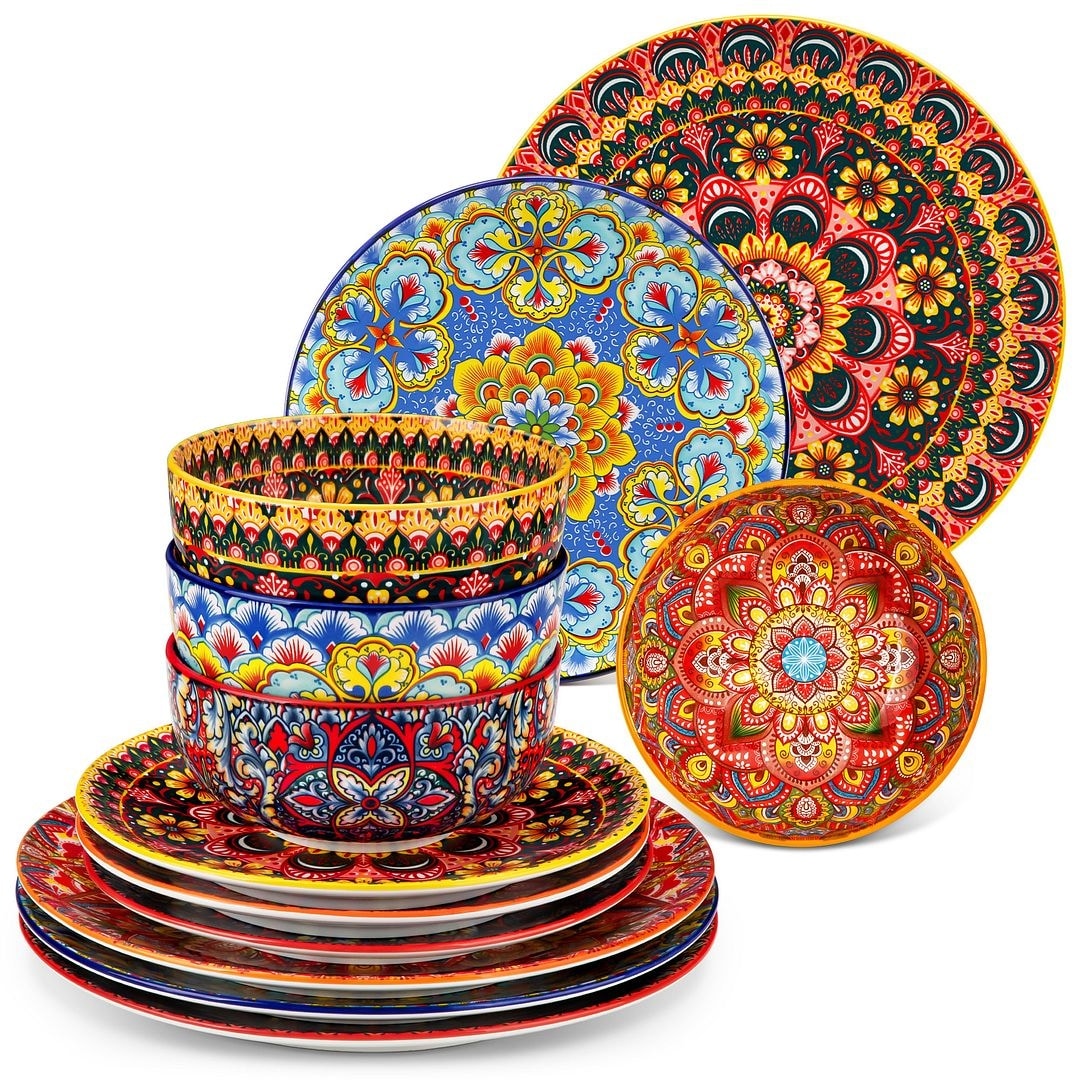 vancasso LUMI Pattern Porcelain Dinnerware Set for Family Dining