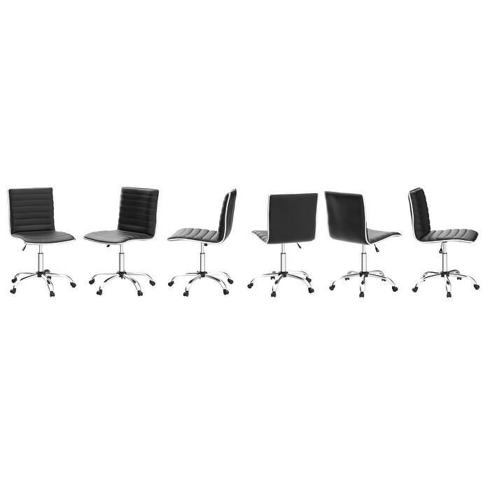BOSSIN Adjustable Home Office Chair, Mid-Back Armless Ribbed Swivel Task Chair,Vanity Chair for Small Space, Livingroom Make-up