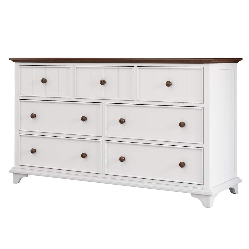 9 Drawer Long Dresser With Antique Handles