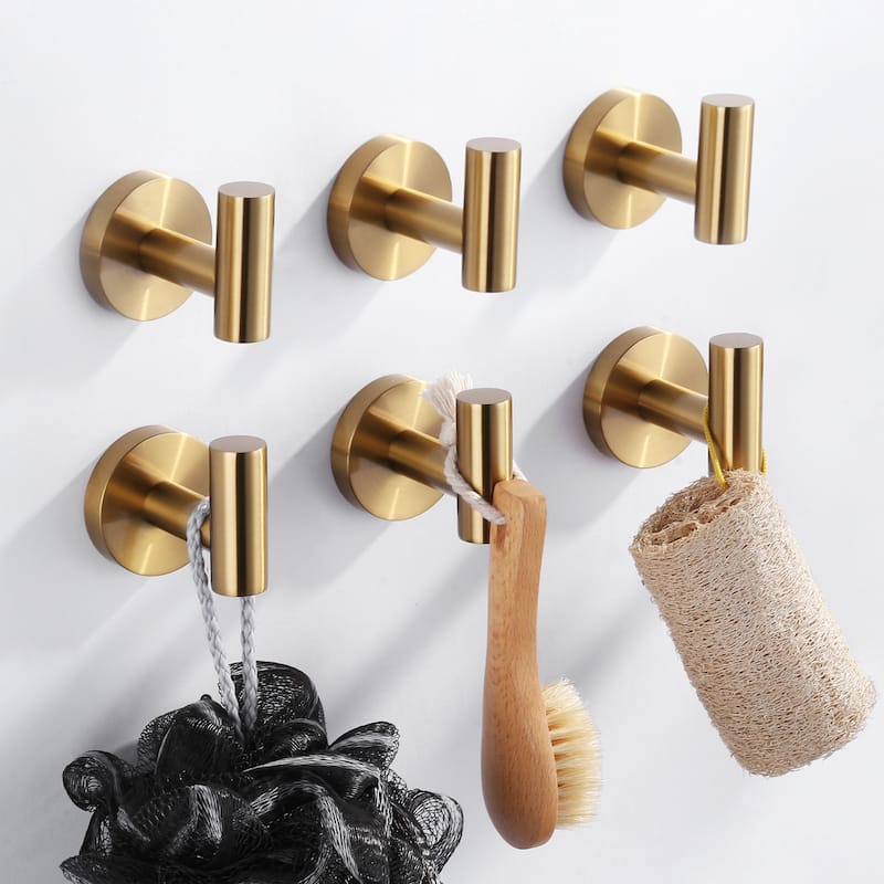 WOWOW Stainless Steel J-Hook Robe/Towel Hook 6-Pack