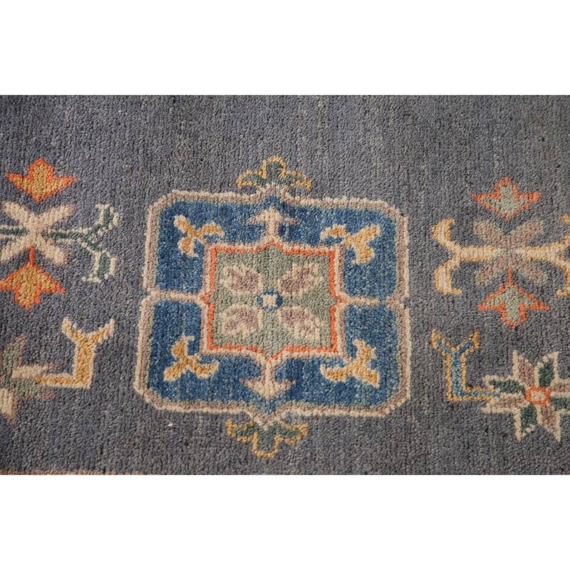 Gray Kazak Living Room Area Rug Hand-Knotted Traditional Wool Carpet - 6'7" x 9'9"