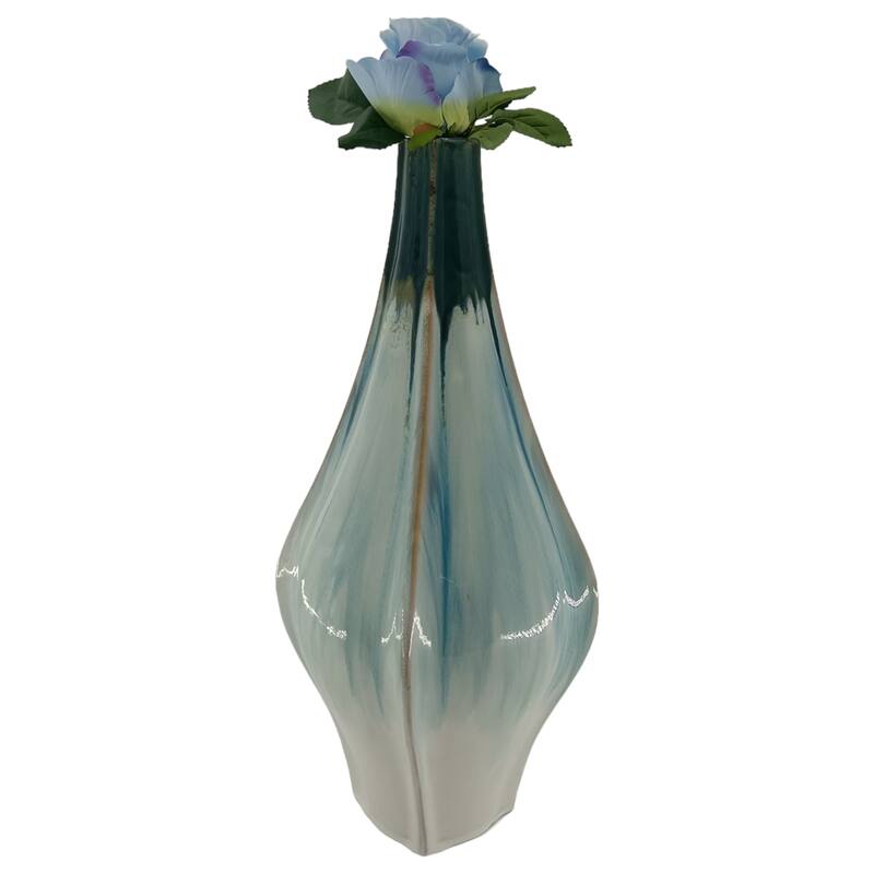 Stoneware Ceramic Decorative Vase with Ocean-Inspired Glaze Finish