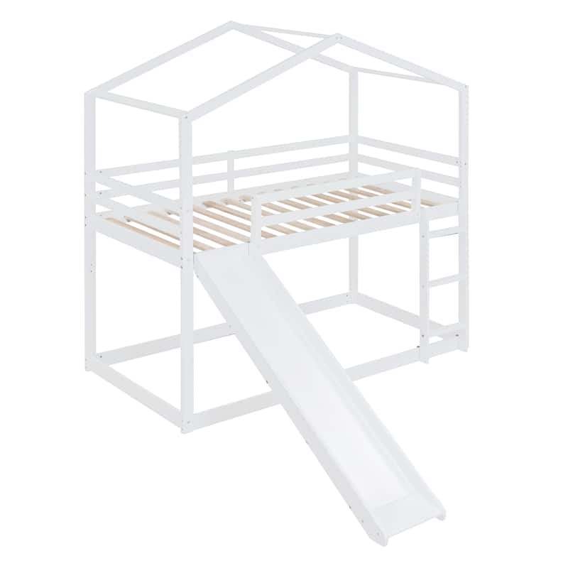 Bunk Bed with Roof, Slide and Ladder