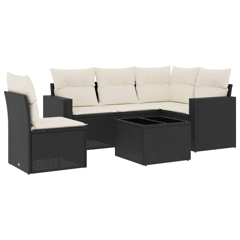 vidaXL Garden Sofa Set PE Rattan, Powder-Coated Steel Large - 24.4 x 25.8 x 27.2 in (W x L x H)