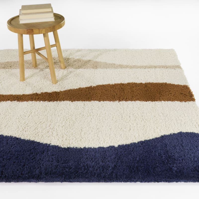 Gwendolyn Abstract Waves Area Rug - Navy - 5'3" x 7'