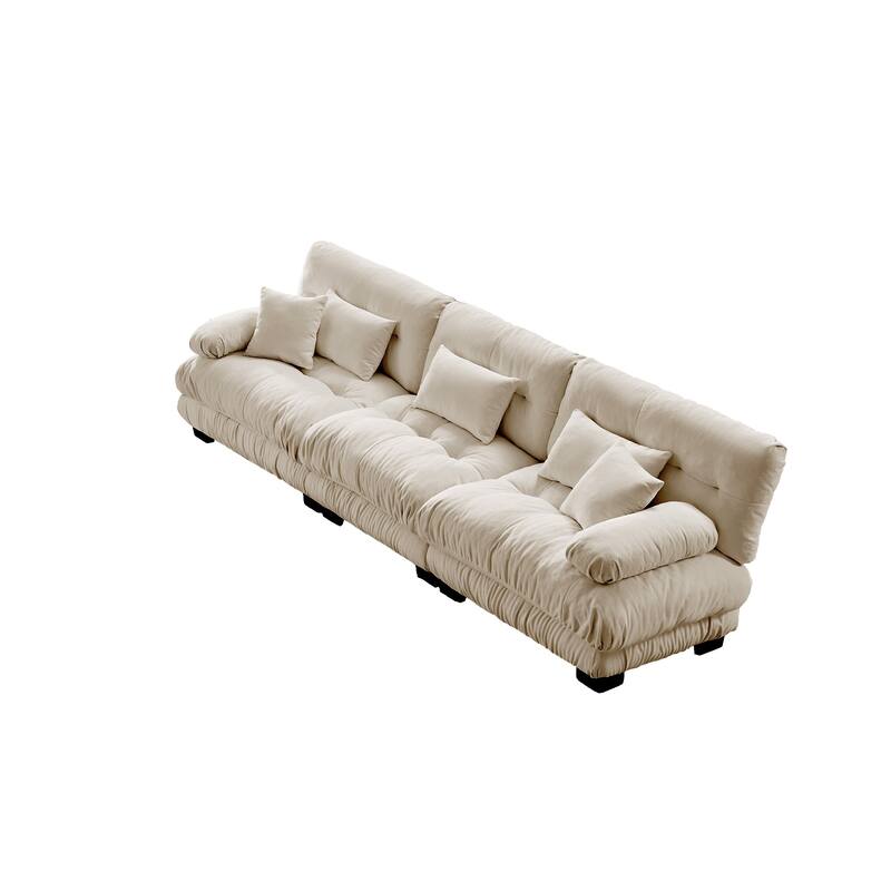 Roomfitters 3-Seater Modular Chenille Sofa, Deep Seat Cloud Couch with Round Bolster Armrests