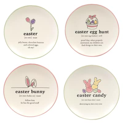 Certified International Easter Words 6" Canape/Luncheon Plates, Set of 4 - 6" Dia. x 0.5"