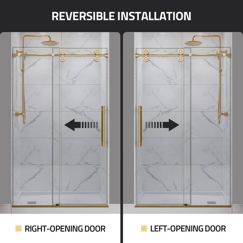 ANZZI Series 44 to 48 in. x 76 in. Frameless Shower Door with Sliding with Tsunami Guard Tempered Clear Glass