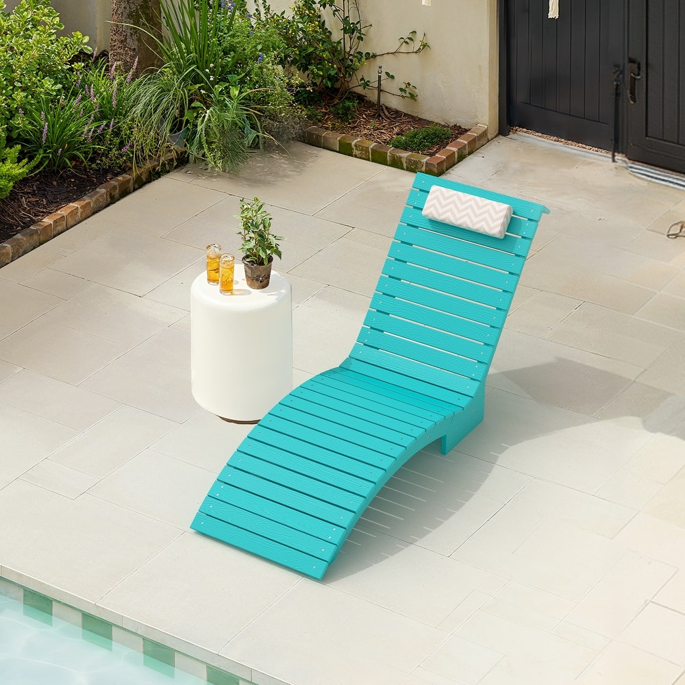 HDPS Pool Lounge Chairs, Single Waterproof Sun Lounge Chaise With Headrest For In Pool, White/Blue/Orange/Black