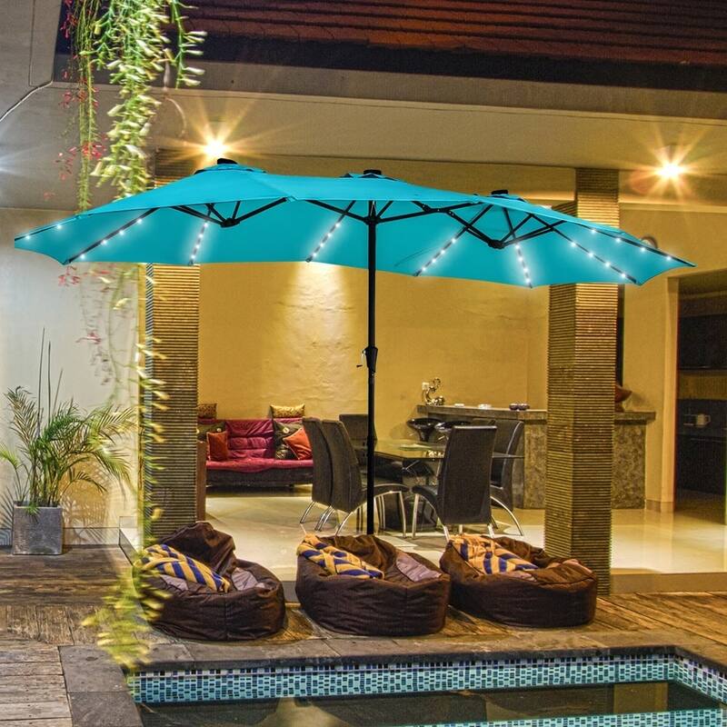 Ainfox 15-foot Double-sided Solar LED Lighted Patio Umbrella