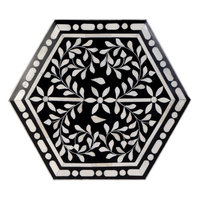 Amaya 16 in. W Hexagon Bone Inlay Side Table