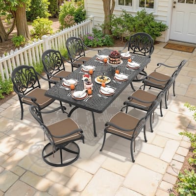 9-Piece Outdoor Dining Set with 1 Table and 8 Chairs, All-Weather Aluminum Outdoor Patio Sets