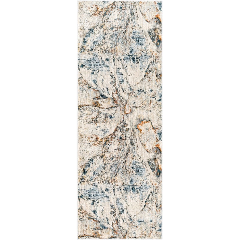 Livabliss Laila Modern Area Rug - Teal/Rust - 2' 7" x 7' 3"