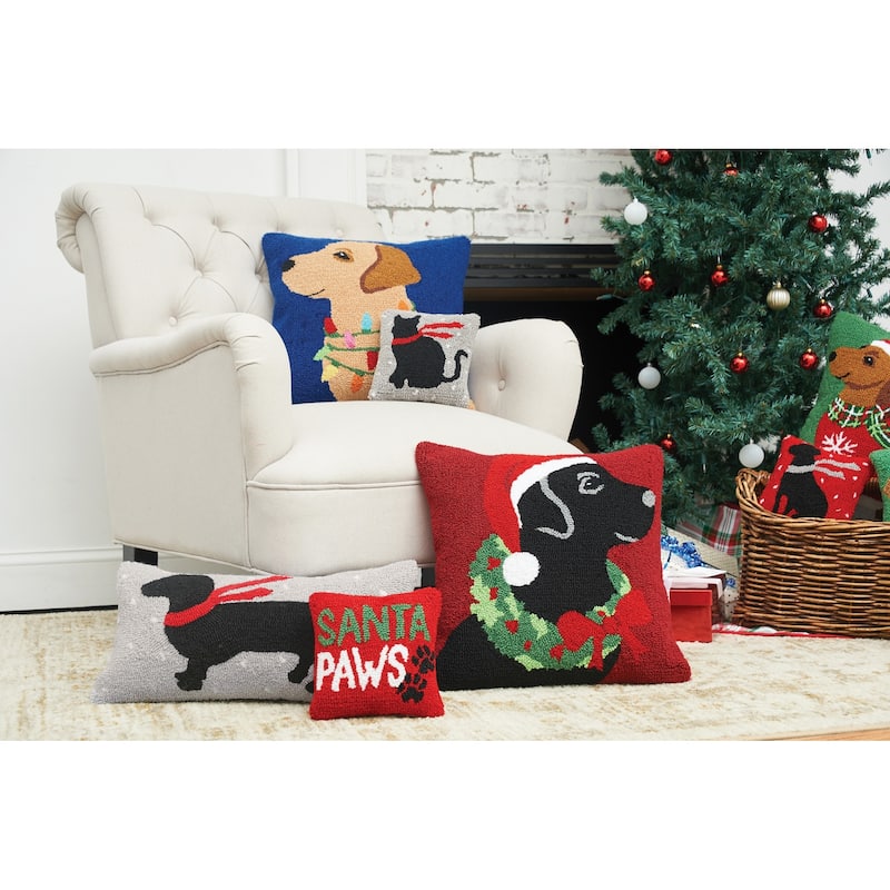 Lab & Lights Hooked Throw Pillow