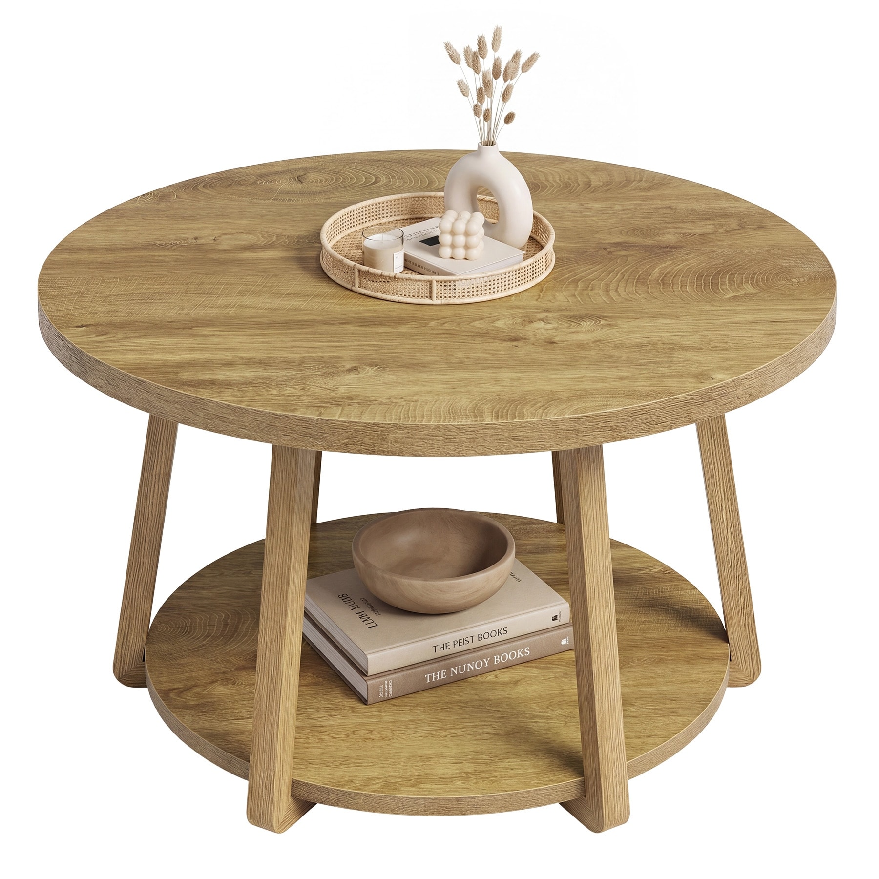 Round Coffee Table, Industrial Center Tea Table for Living Room by 1Easylife