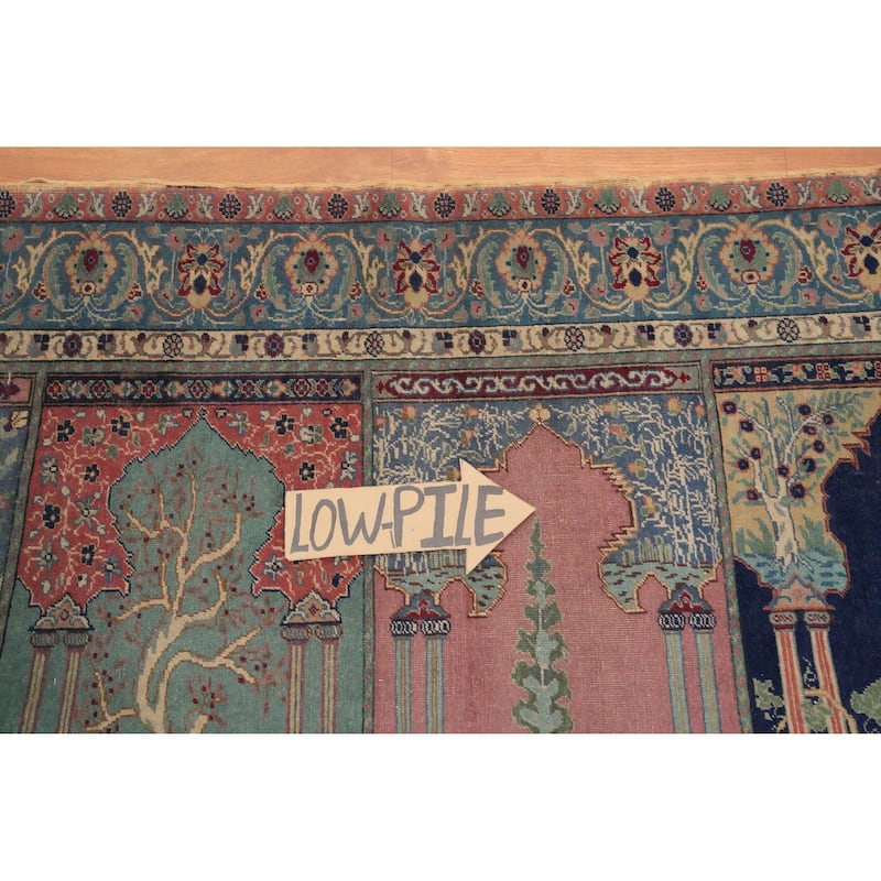 Hand Knotted Oriental 100% Wool Carpet Transitional Geometric Multi-Colored Anatolian Runner Rug - 9' 6'' X 3' 4''