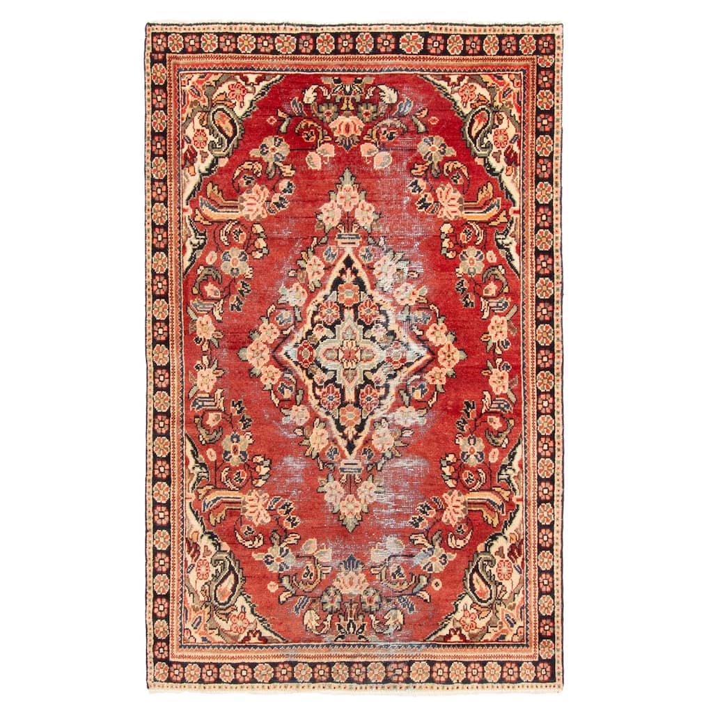 ECARPETGALLERY Hand-knotted Andelz Red Wool Rug - 4'1 x 6'7