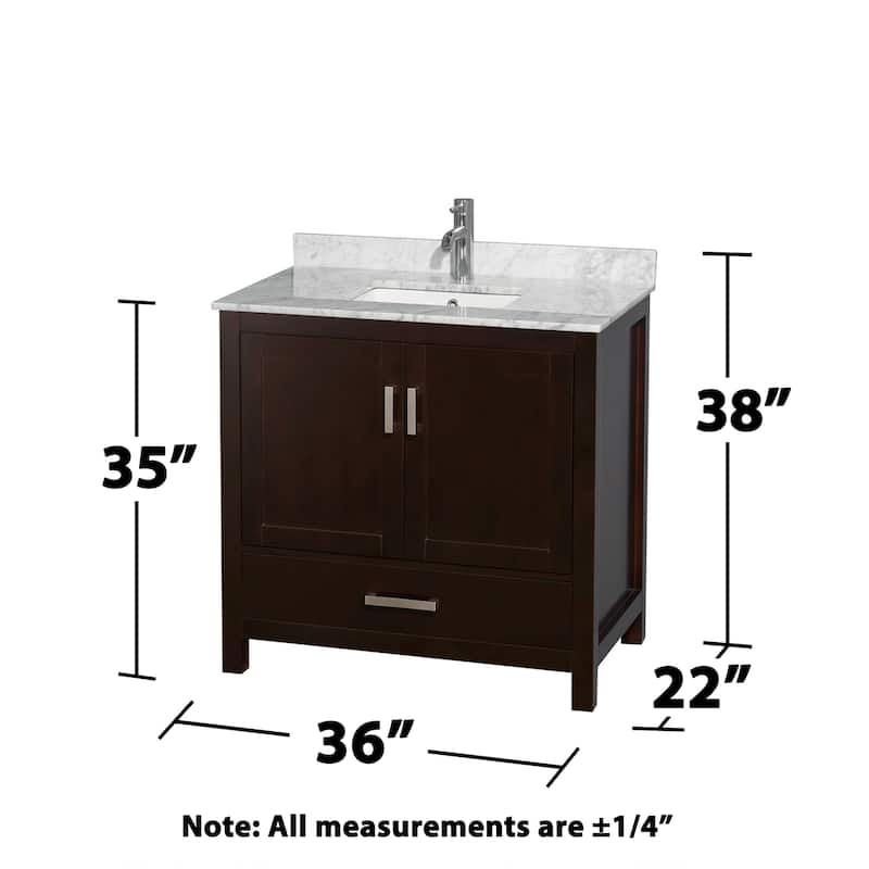 Wyndham Collection Sheffield 36" Freestanding Vanity Set with Hardwood