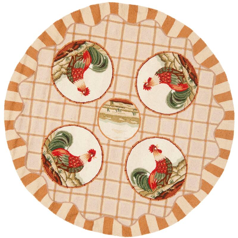 SAFAVIEH Handmade Chelsea Tatyana French Country Wool Rug - 3' Round - Beige - Round