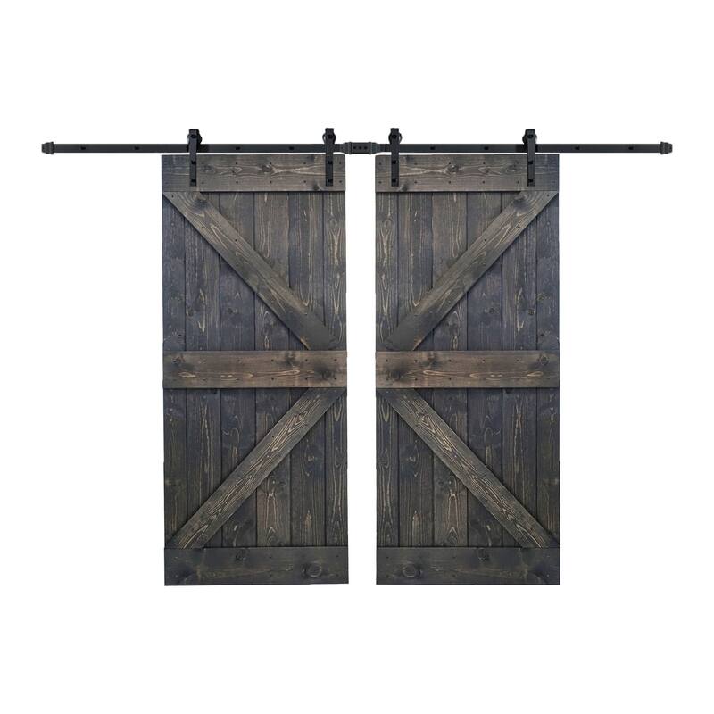 Coast Sequoia 48in/60in/72in/76in/84in x 84in K Series Pine Wood Double Sliding Barn Door With Hardware Kit - 72inx84in - Carbon Gray
