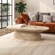 preview thumbnail 1 of 7, Studio London Maddox Pill Shaped Coffee Table with Roman Fluted Design Faux Travertine Cement Base - Concrete