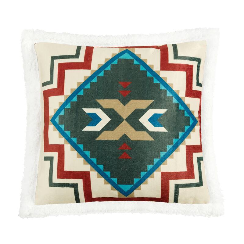 Indigo Hill by HiEnd Accents Campfire Sherpa Fleece Decorative Pillow, 18"x18"
