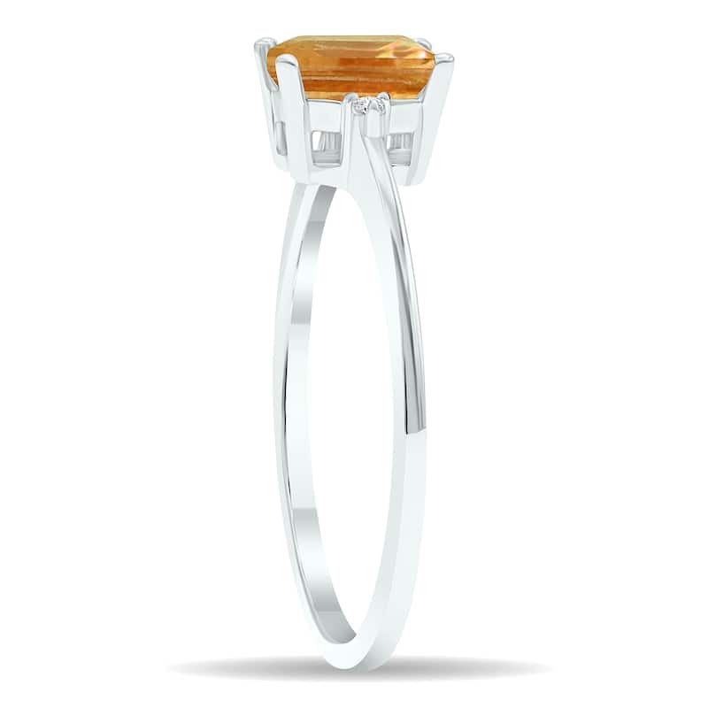 Women's Citrine and Diamond Classic Band in 10K White Gold