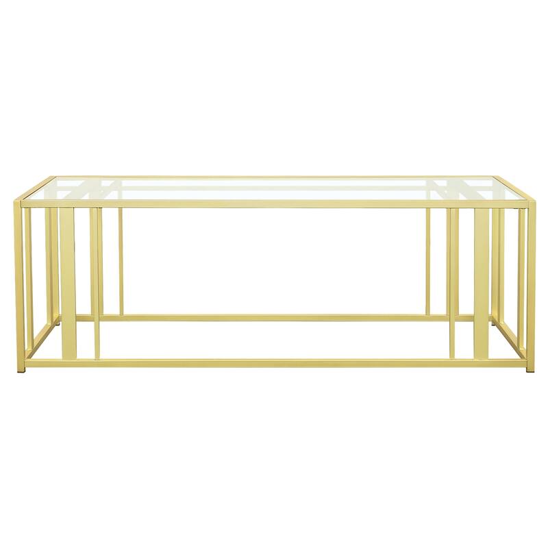 Adri Rectangular Glass Top Metal Frame Coffee Table