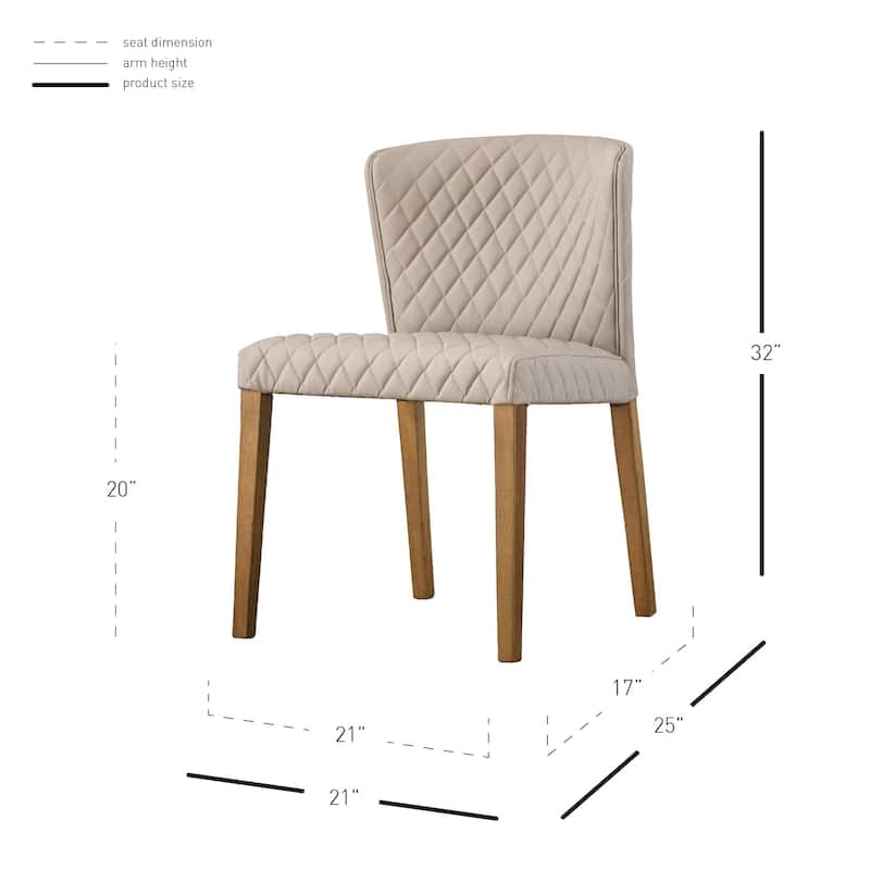 NPD Furniture Albie Diamond Stitching Faux Leather Dining Chair (Set of 2)