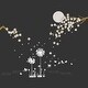 preview thumbnail 1 of 4, Walplus White Dandelion Butterflies Cherry Blossom Moonlight Wall Sticker