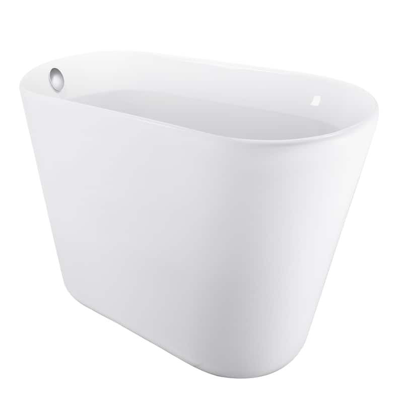 61 Inch Acrylic Freestanding Soaking Bathtub in White with Overflow and Drain