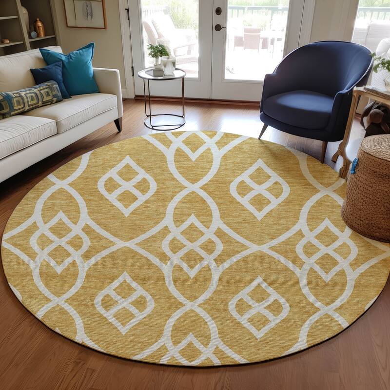 Machine Washable Indoor/ Outdoor Chantille Modern Trellis Rug