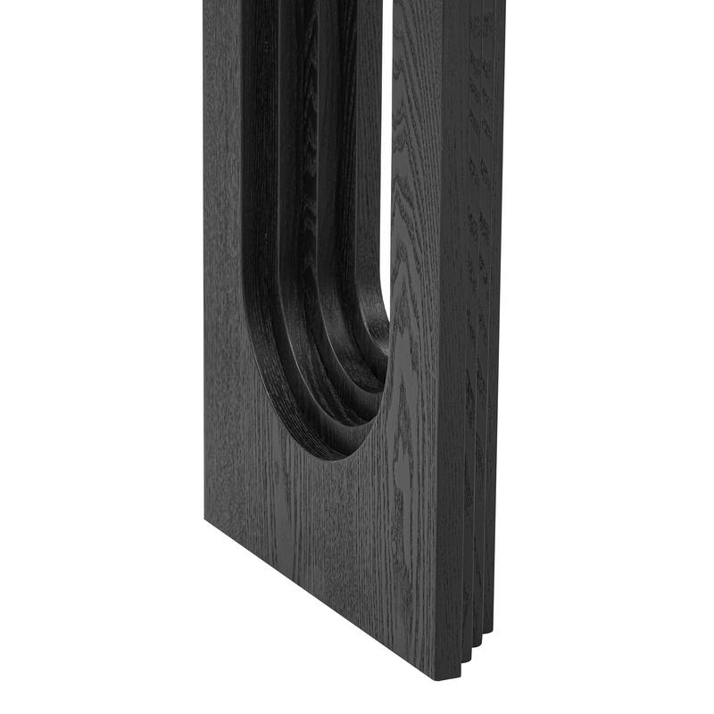 Console Table made of Fraxinus Mandschuric Solid Wood Veneer,with Distinctive Round Hollow Legs
