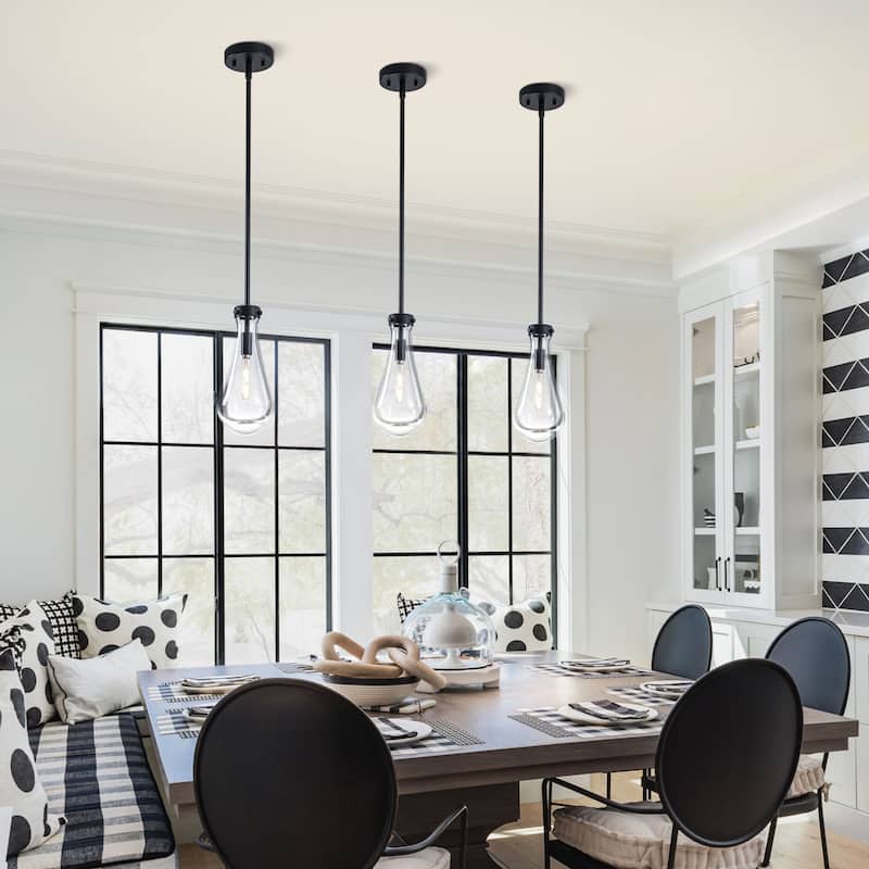 Starsky 1-Light Teardrop Modern Clear Raindrop Glass Pendant