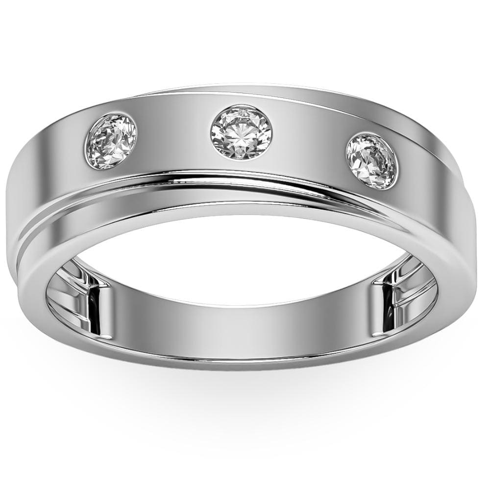 Bliss Diamond VS 1/2Ct Diamond Ring Men's Lab Grown 3 Stone Polished Wedding Band in 10k Gold