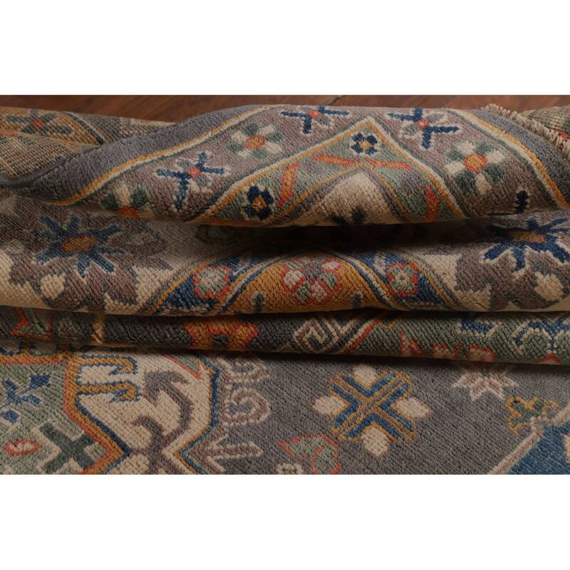 Ray Geometric Kazak Oriental Area Rug Hand-Knotted Wool Carpet - 6'7" x 9'8"