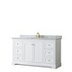preview thumbnail 4 of 22, Avery 60-inch Single Vanity, Marble Top, Oval Sink, No Mirror White, Gold Trim, White Carrara Marble Top
