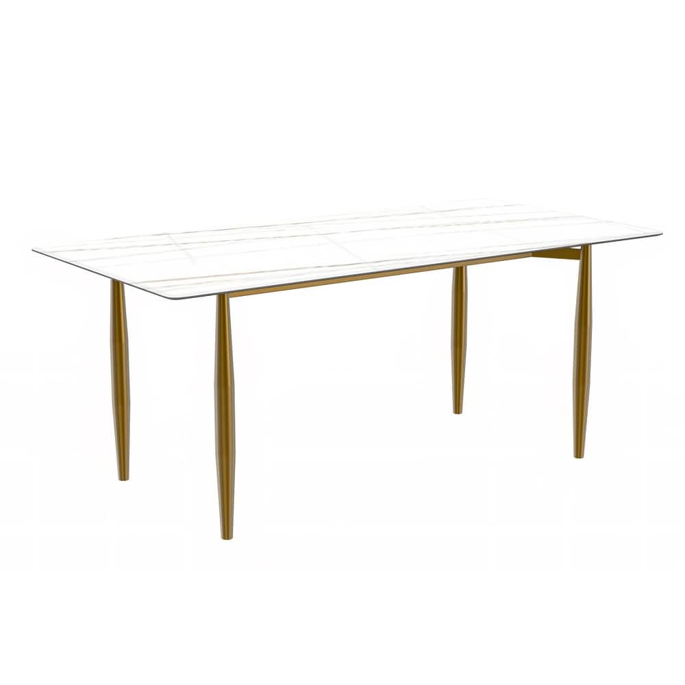 Zinti Rectangular Dining Table with Sintered Stone/Glass Top and Steel Legs