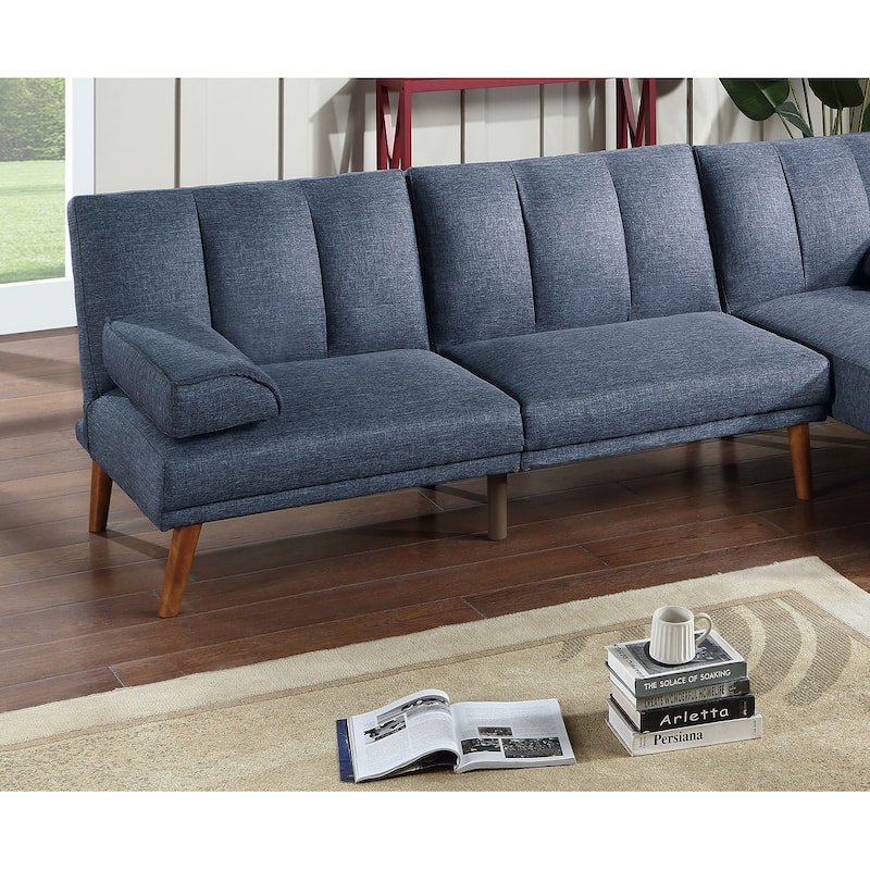 Polyfiber Adjustable Loveseat Sofa, Living Room Plush Couch with Pillow Top Arms and Solid Wood Legs