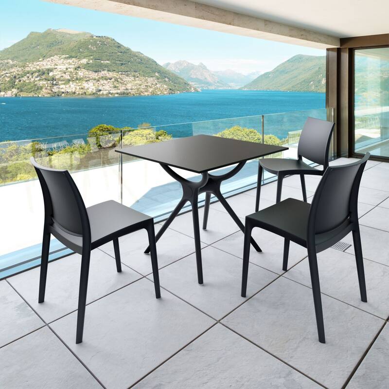 31.5" Black Square Laminated Top Outdoor Patio Dining Table