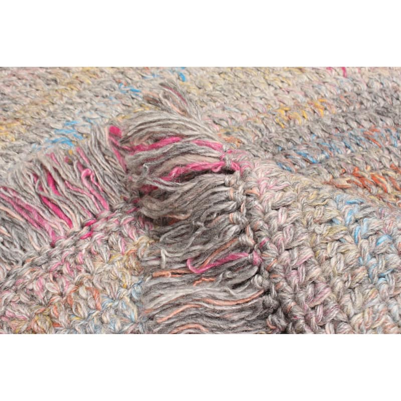 ECARPETGALLERY Braid weave Sienna Grey Wool Rug - 3'4 x 3'4