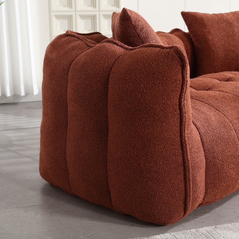 66" Chenille Square Beanbag Chair with High-Resilience Foam Core, Armrests and Handle