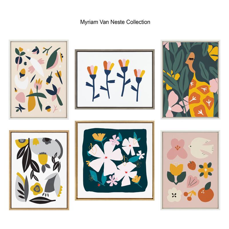 Kate and Laurel Sylvie Paper Flowers Framed Canvas by Myriam Van Neste