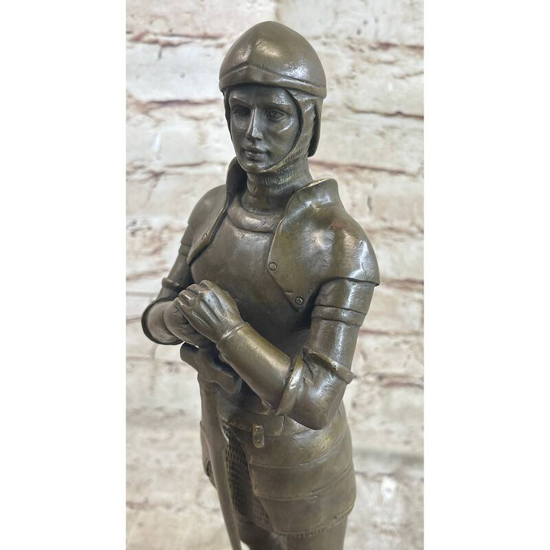 Medieval European Knight Heavy Armor Bronze Statue Sculpture Figure 14 Inches X 5 Inches